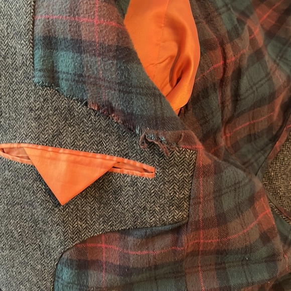 Cole Haan Car Coat Dark Brown Herringbone, Lambskin Trim - Picture 11 of 14